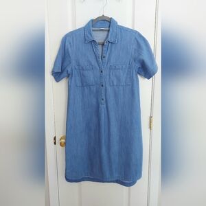 Old Navy Blue Denim Midi Shirt Dress